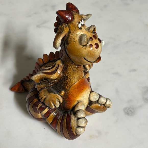 1986 Beasties of the Kingdom Phizzle the Baby Dragon signed clay figurine - Picture 6 of 16